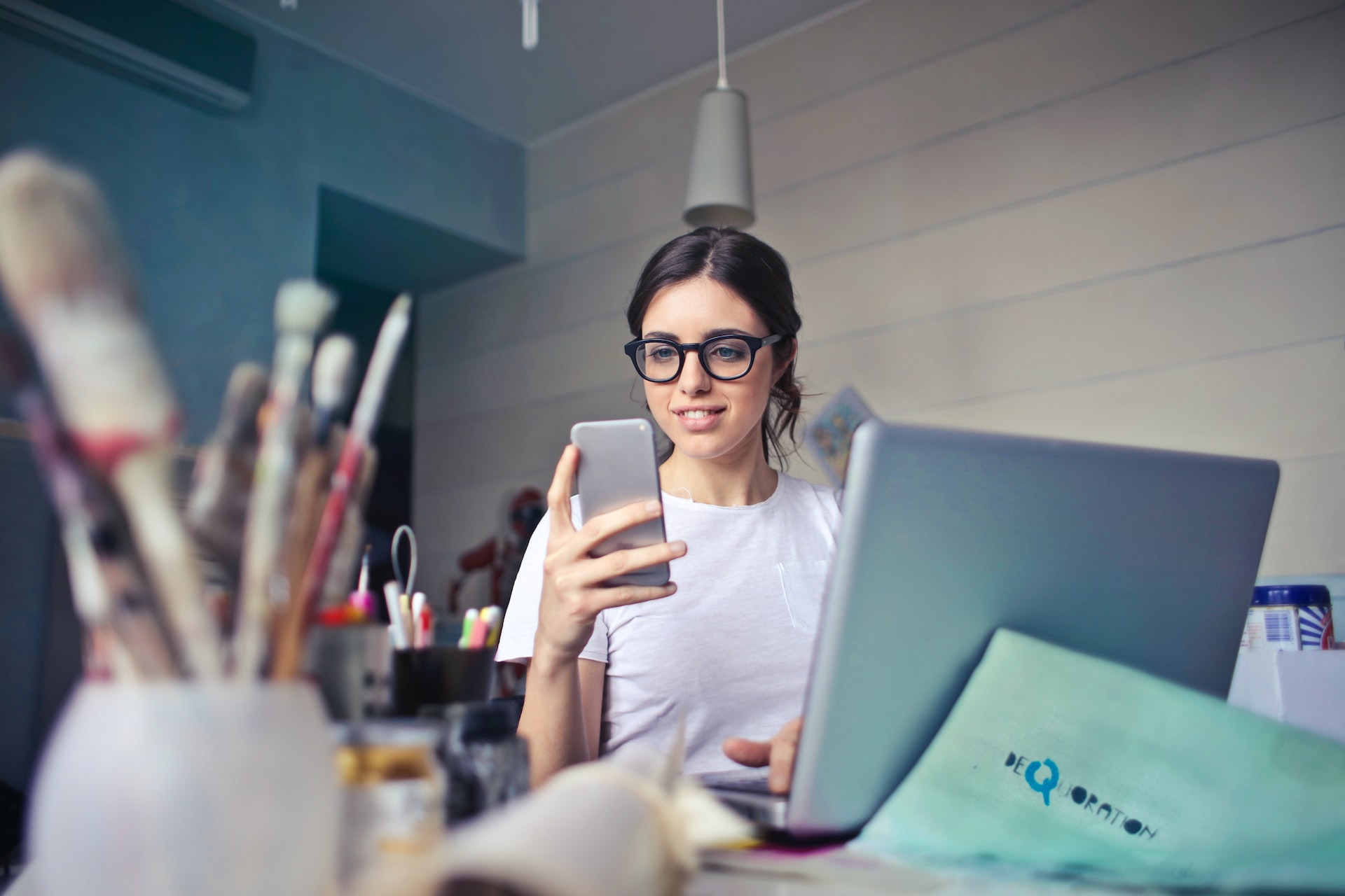 woman distracted by her phone