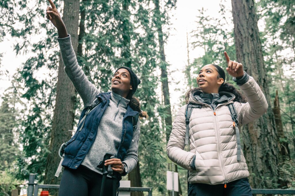 Two women on an outdoor hike