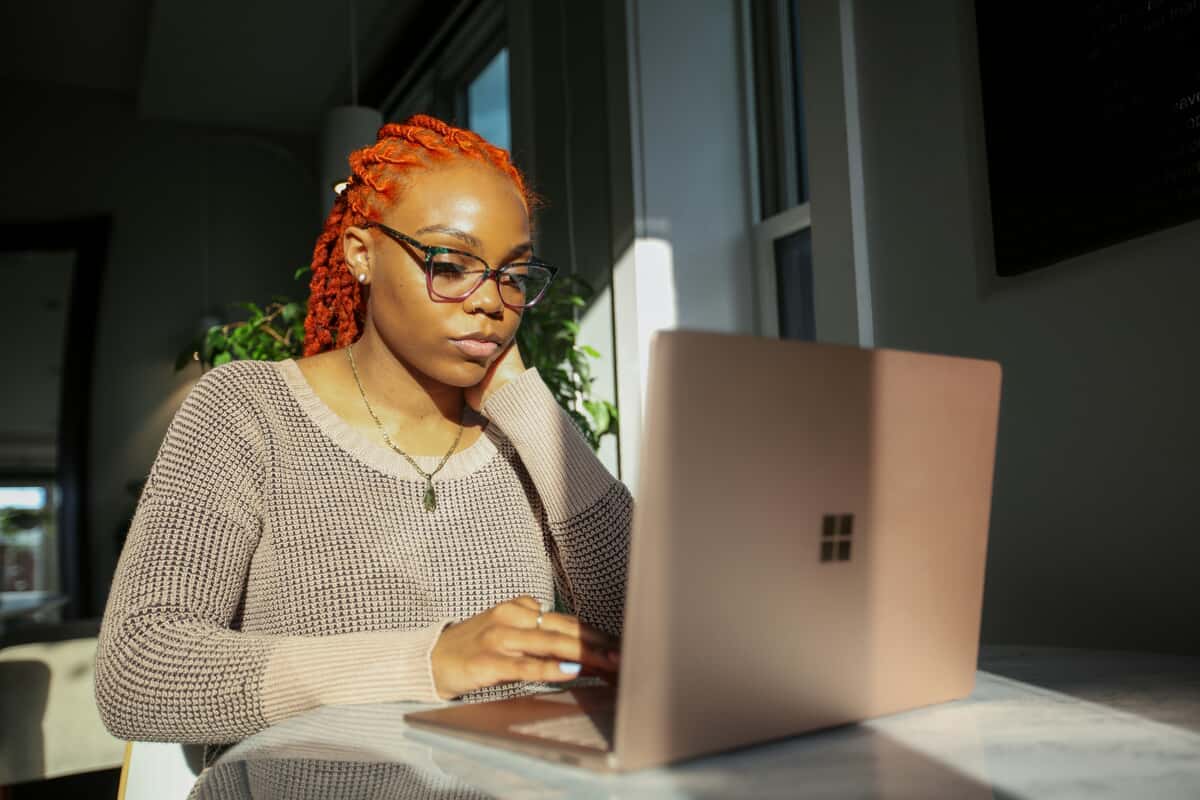 Woman using laptop computer