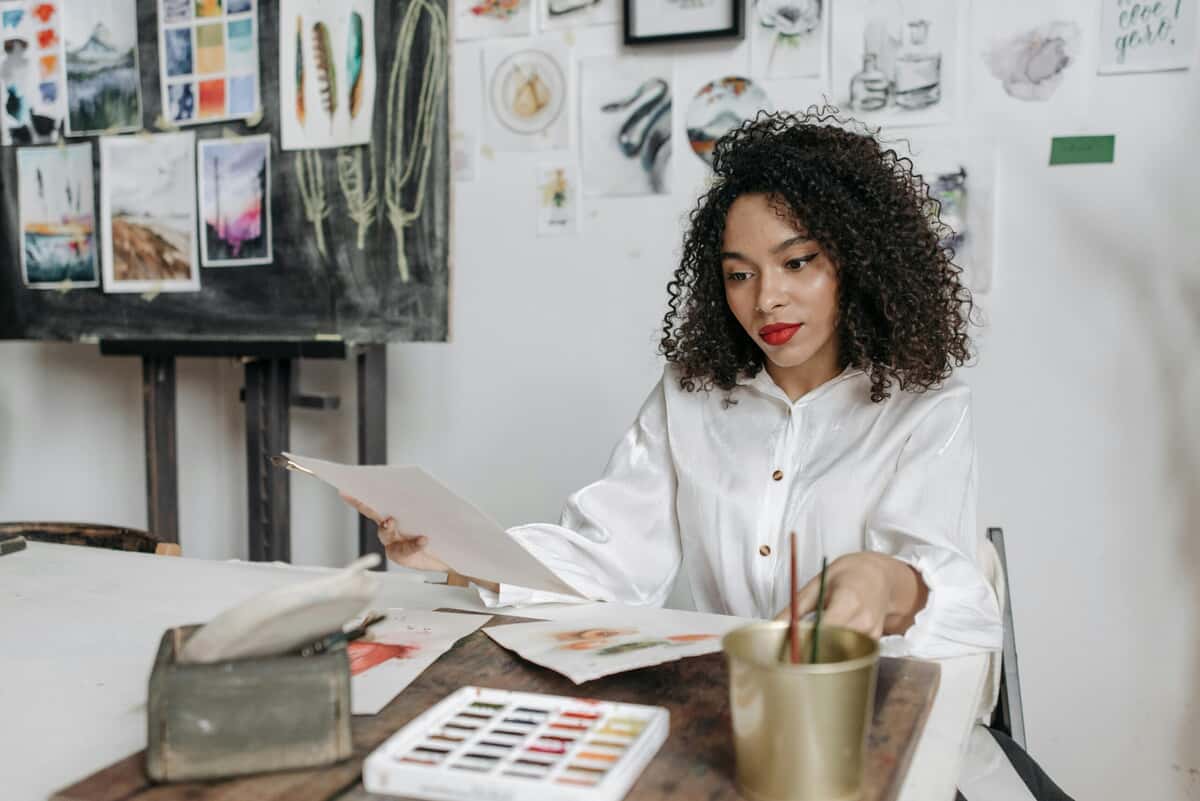 Creative woman painting