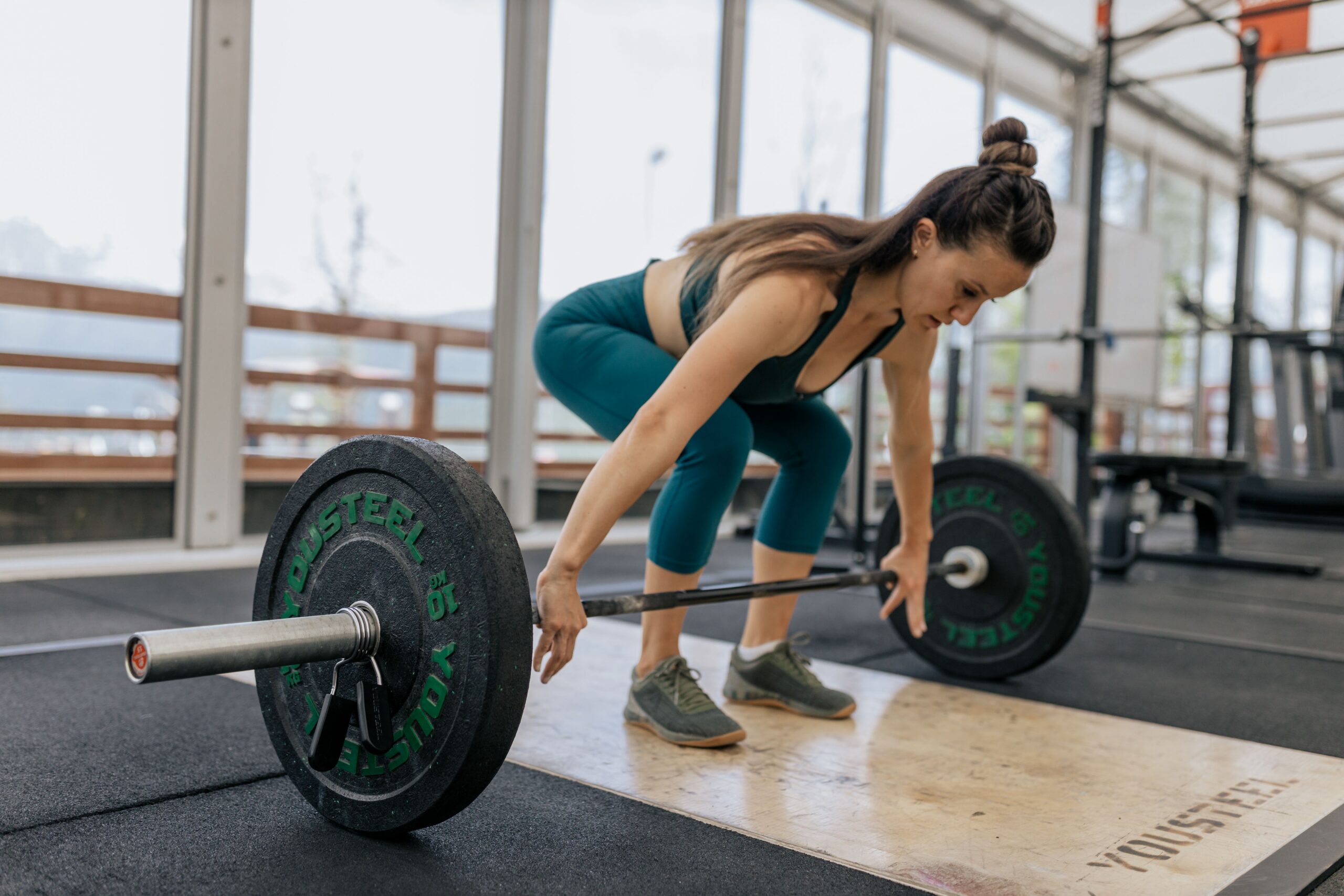 Woman deadlifting